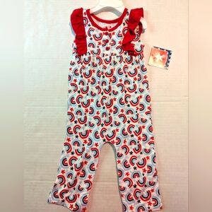 Little Girls Red White And Blue Summer Romper BNWT Size 12 Months